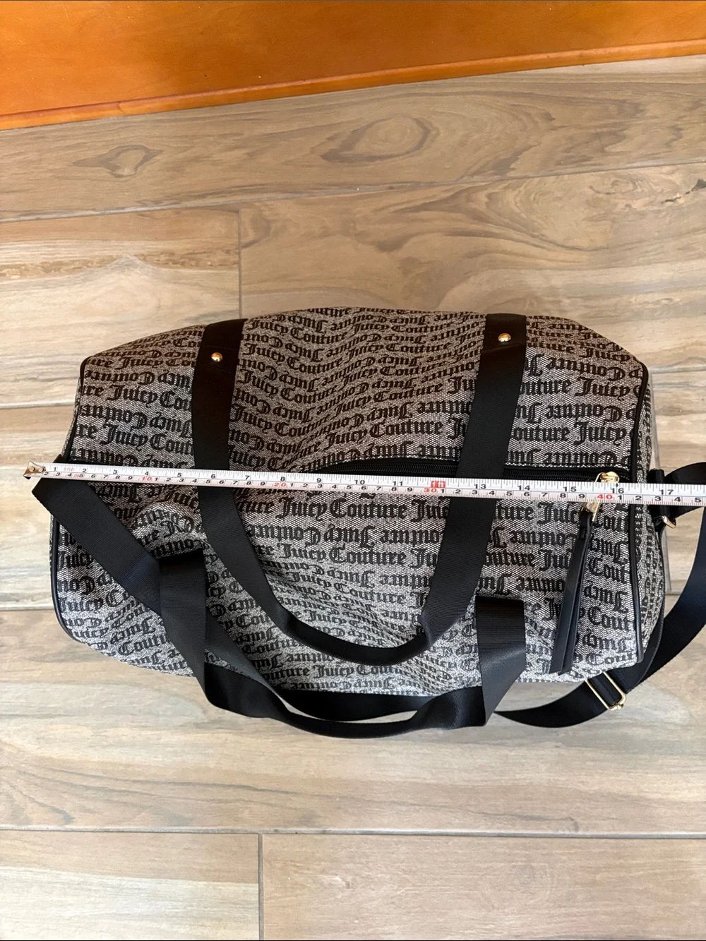 Juicy Couture Black and Gray Logo Duffel Bag